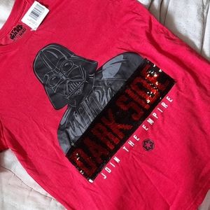NWT Star Wars Darth Vader Join the Empire Sequin Flip Design T-shirt Boys Large